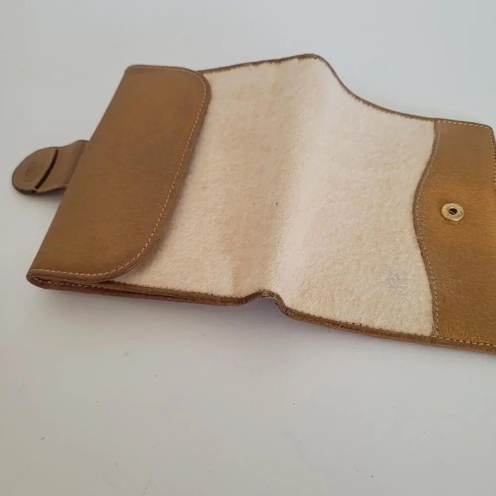 Vintage‎ Gucci Bi-Fold Wallet Tan Leather & Canvas Made in Italy Snap Closure